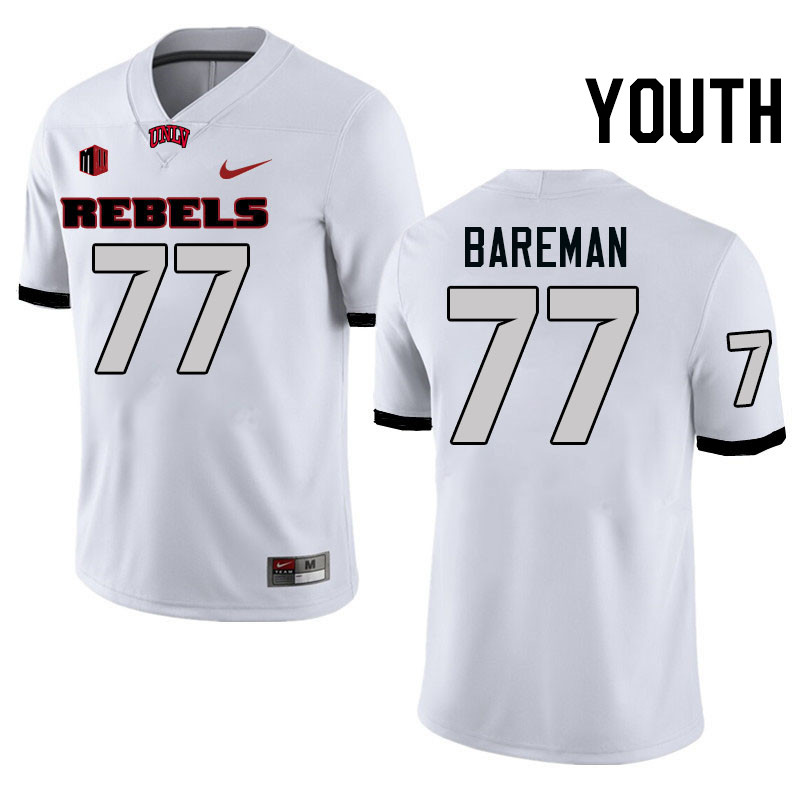 Youth #77 Michael Bareman UNLV Rebels College Football Jerseys Stitched-White